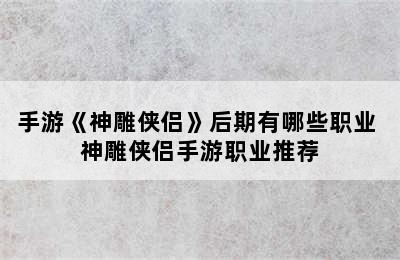 手游《神雕侠侣》后期有哪些职业 神雕侠侣手游职业推荐